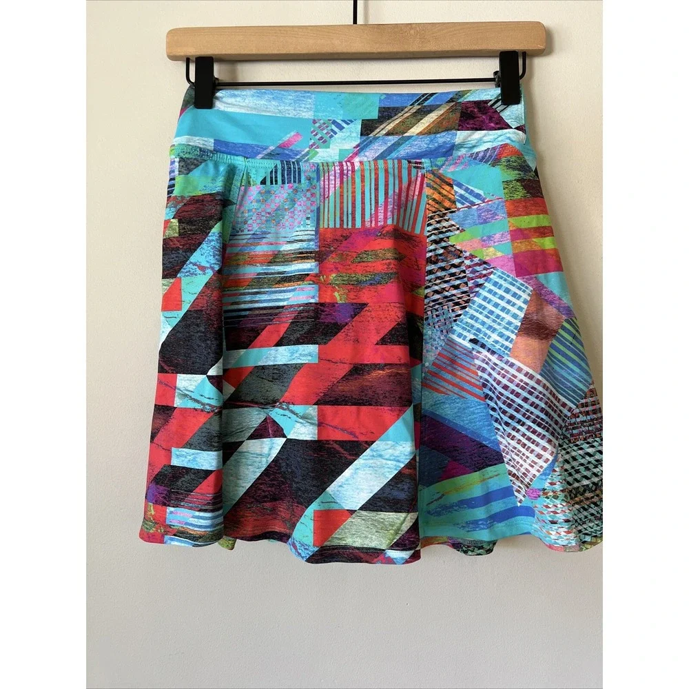 Dona Jo Skort Size 1 Small Abstract Multicolor Tennis Golf Skirt Artsy